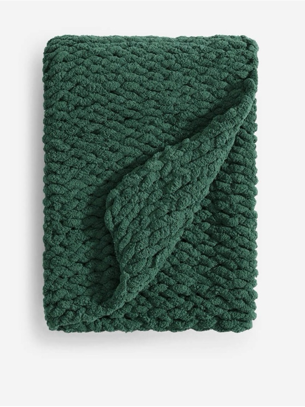 Sunday Citizen Snug Chunky Knit Throw - Hunter Green - 75” x 52” NWOT